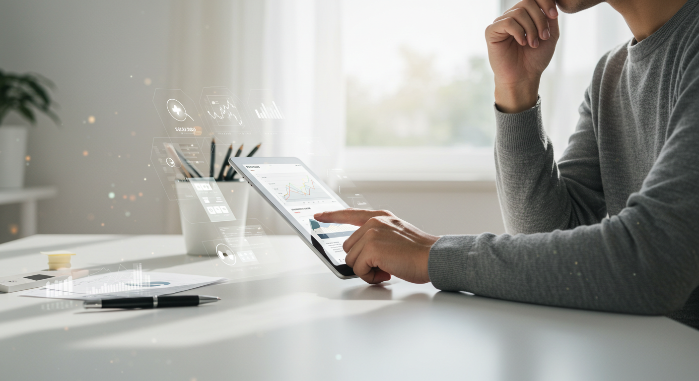 Person researching best health insurance companies on a tablet.
