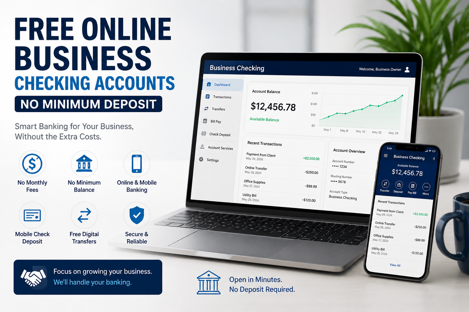 open a free business checking account online with no deposit